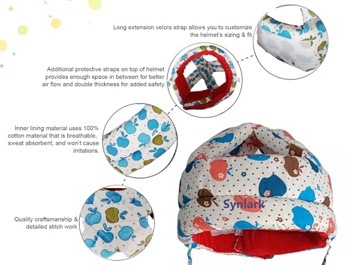 Image of Baby Head Protector Helmet for 6 Months to 3 Years | Soft Cotton Safety Cap with Air Ventilation | Infant Toddler Fall Protection Headgear for Boys & Girls (Blue)