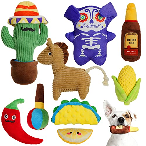 Nocciola-Mexican-Plush-Squeaky-Dog-Toys-9-in-1-Funny-Stuffed-Chew-Toys-for-Small-Medium-Dogs-with-Durable-Soft-Fabric-Indoor-Interactive-Puppy-Toys-Pet-Supplies - Cucciolini Doodles Nocciola-Mexican-Plush-Squeaky-Dog-Toys-9-in-1-Funny-Stuffed-Chew-Toys-for-Small-Medium-Dogs-with-Durable-Soft-Fabric-Indoor-Interactive-Puppy-Toys-Pet-Supplies