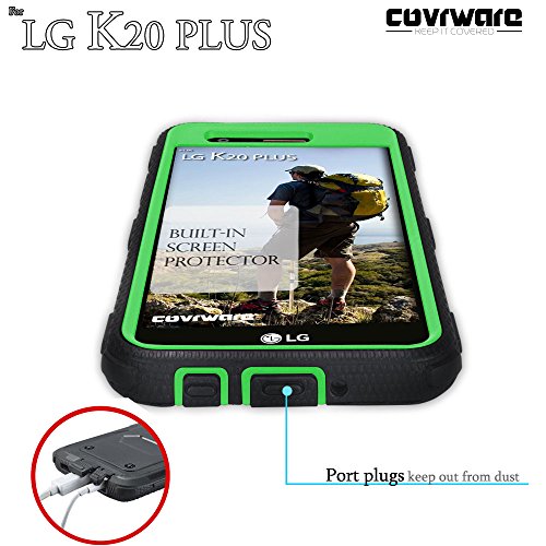 Covrware Aegis Series Case Lg K20 Plus / K20 V / Harmony / Grace 4G, Built-In [Screen Protector] Heavy Duty Full-Body Rugged Holster Armor Case [Belt Swivel Clip][Kickstand], Green #TOP5