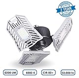 ELIVERN LED Garage Lights, Daylight LED Light Bulbs, Deformable Garage Ceiling Lights 60W 6000 Lumens, E26 LED Bulb, Led Shop Lights for Garage, LED Garage Lighting for Workshop Basement Warehouse