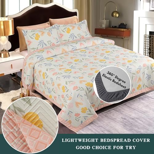 Image of Akshya Heavy Cotton Elastic Fitted Bedsheets with 2 King Size Pillow Covers, ultrasonic bedcover Double Bed with All Around Elastic 400 tc with 2 Pillow Covers