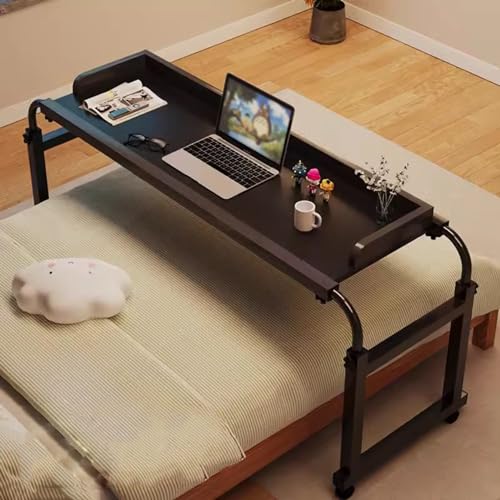 Table de lit mobile réglable en hauteur (65-95 cm) avec plateau roulant bois