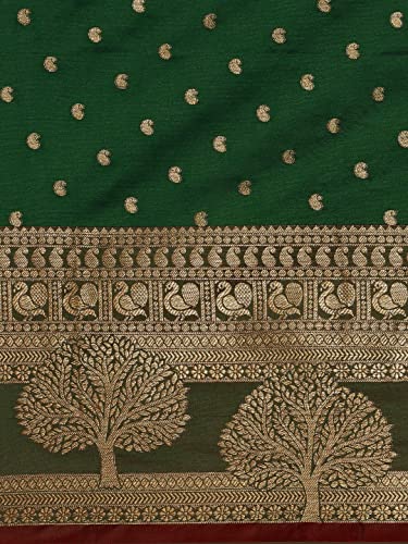 Image of Panzora Women's Banarasi Silk Saree With Unstitched Blouse Piece
