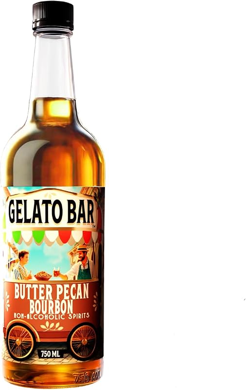 GELATO BAR Alternativa al Bourbon sin alcohol | Mantequilla De Nuez | El desarrollador líder mundial de bebidas espirituosas, licores y cócteles sin alcohol | 25,4 onzas líquidas (750 ml)