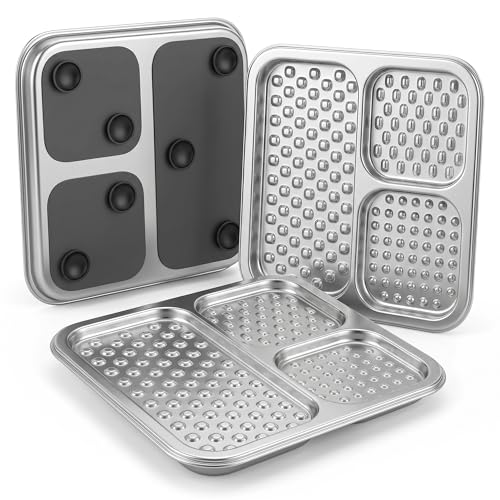 2 Pack - Stainless Steel Lick Mat for Dogs & Cats, Large Non-Slip Slow Feeder Pad with Suction Cups...