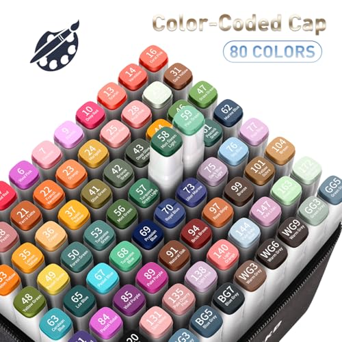 alcohol markers 80 colors dual tip art colored markers for adult coloring book painting drawing alcohol based with carrying case for adult kids