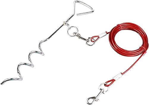 Amazon Dodtazz ドッグポール 小型犬 アンカー リードセット 埋め込み 金具 ペグ ワイヤー 庭 レッド Dodtazz リード 通販