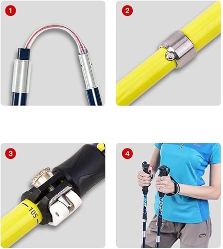 Miniatura 4 de HXR Bastones de senderismo telescópicos plegables de fibra de carbono para exteriores, adecuados para senderismo, bastones de senderismo (color