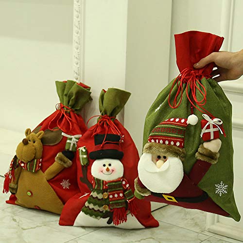 strimusimak Candies Bag Xmas Bear Snowman Santa Pattern Biscuit Candy Pouch for Christmas Supply Old Man*