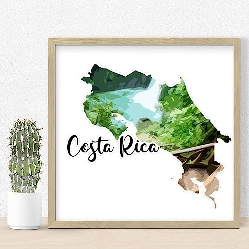 Panneau mural bois Costa Rica, tableau vintage encadré de salon