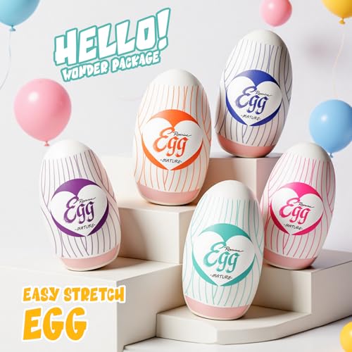 Image of 【Five-Pack】 Pocket Pussy Eggs Male Masturbators for Penis Training, Textured Stroker Stretchable Stimulator Sleeve with Strong Suction, Realistic Portable 3D Anal Sex Toys for Men