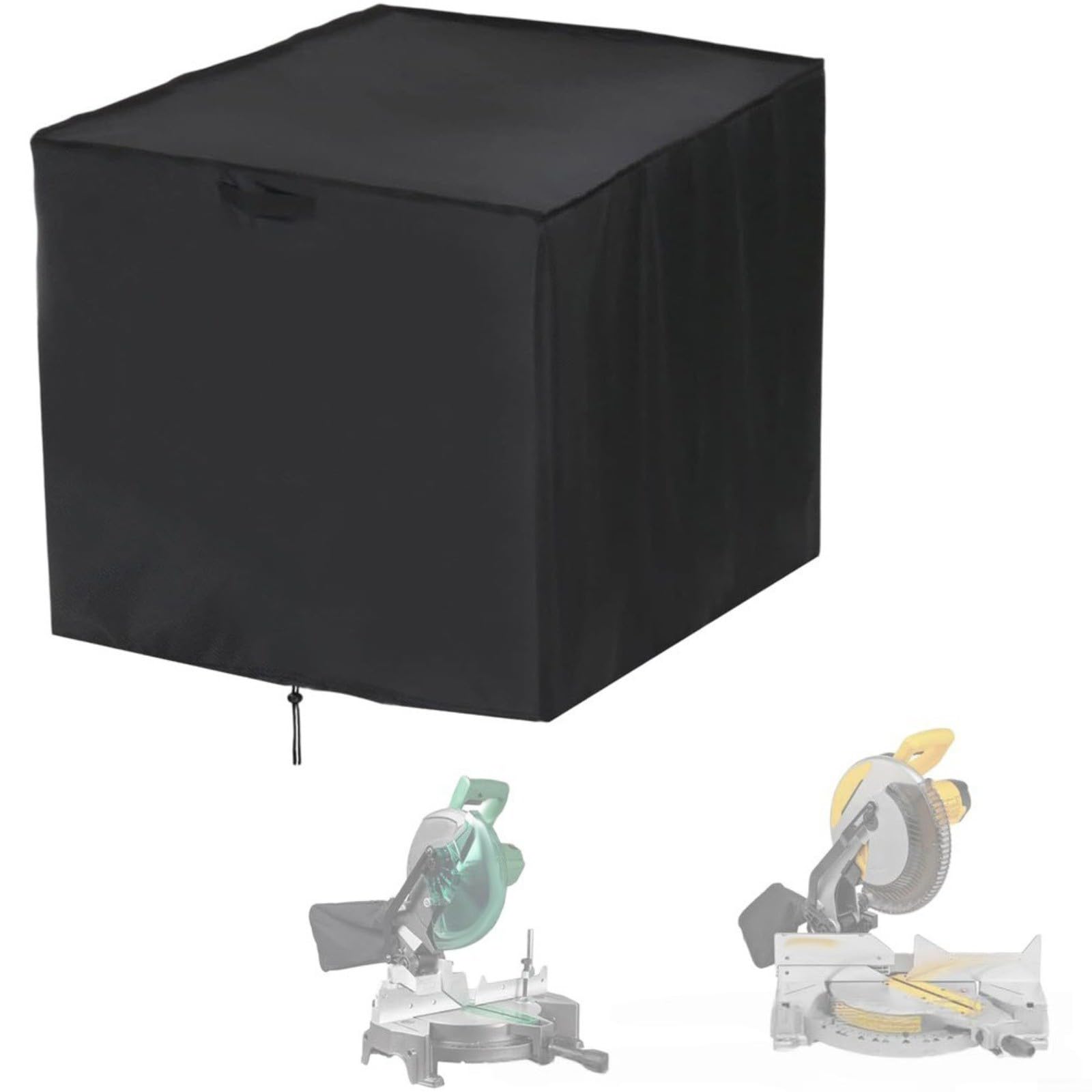 Funda protectora Oxford para sierra ingletadora, impermeable, 71 x 61 x 71 pulgadas, cubierta negra con dobladillo elástico para un ajuste seguro al aire libre