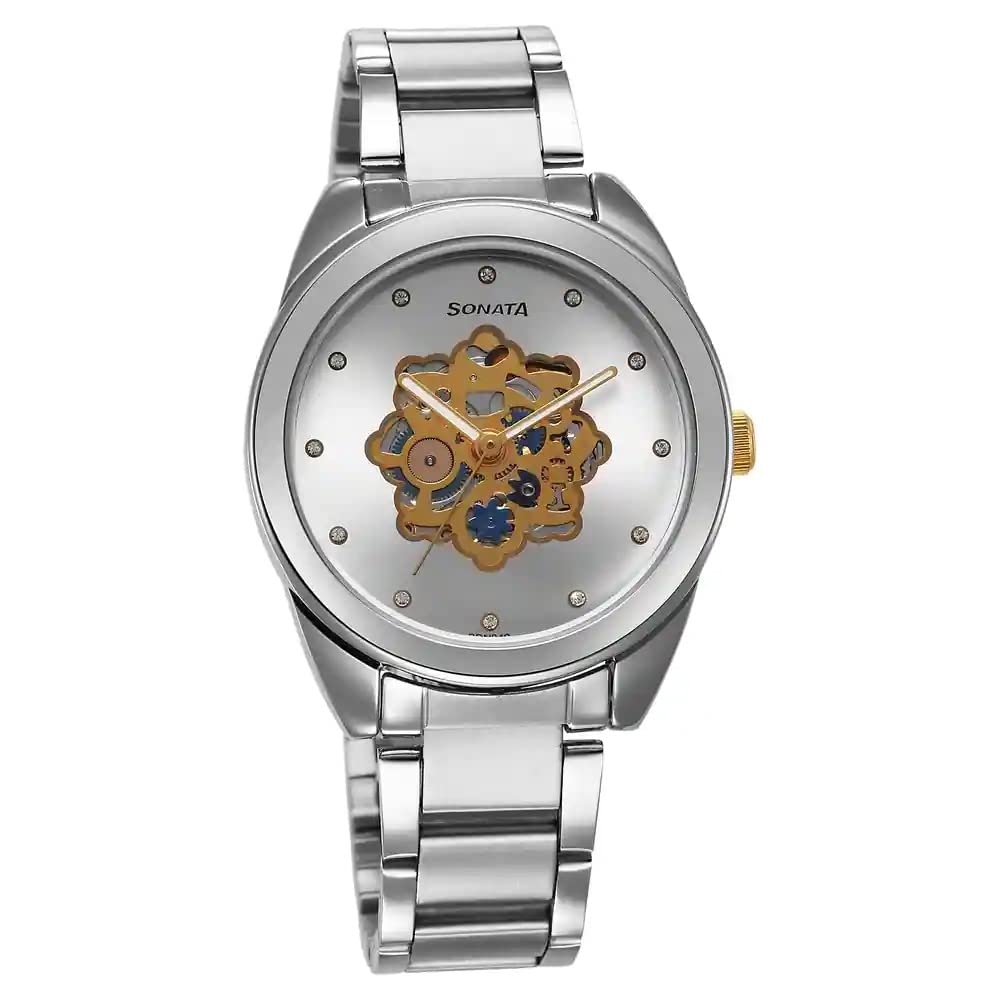 Sonata Unveil Quartz Multifunction Silver Dial Stainless Steel Strap Watch for Women-8182BM01 (B0BZPTPXV4) Amazon Price History, Amazon Price Tracker