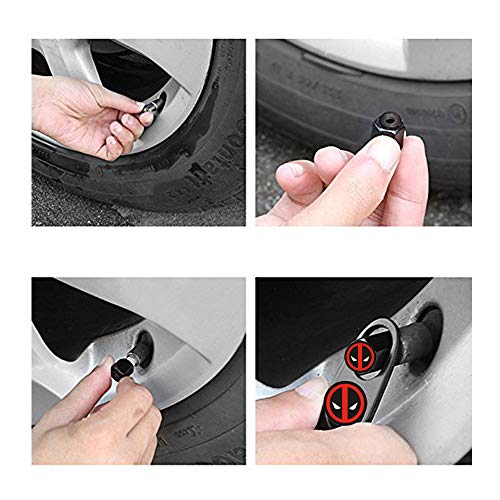 4 Pieces Chrome Plated Brass Tire Valve Stem Caps Dustproof Valve Covers For Auto Cars Tire Valve(For Deadpool) #TOP1