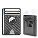 Slim Wallet für Airtag Wallet Portmonee, Mini Geldbörse Kompatibel mit Air Tag Kartenetui mit 2er Pack HD Schutzfolie, Geldbeutel Portemonnaie Airtags Smart Wallet für Herren Damen