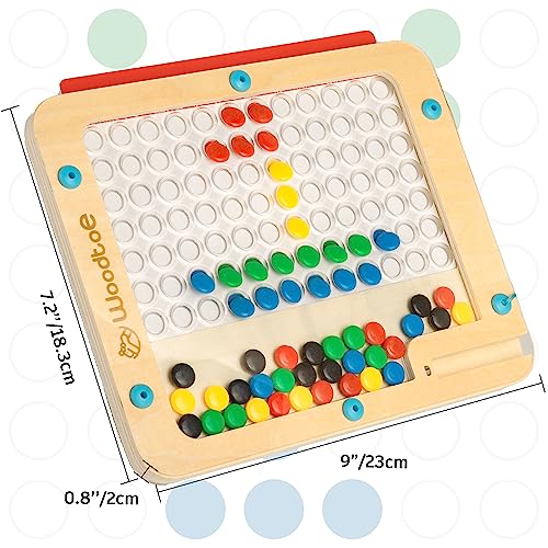 Woodtoe Wooden Magnetic Drawing Board For Kids | Montessori Magnetic Dot Board For Toddlers 3 4 5 6 Years Old | Magnetic Doodle Board With Dots Travel Toys Gift For Toddler Boys Girls #TOP4