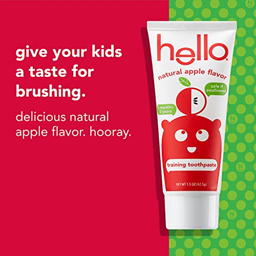 hello toddler training toothpaste with natural apple flavor  kids toothbrush vegan sls bpa free