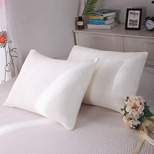 Memory Foam Pillow 2 Pack Standard Size for Neck Pain Cooling Bed Pillows Home & Hotel Collection with Removable Zipper Case
