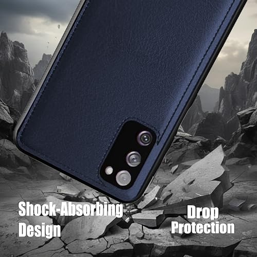 Image of Leather Case for Samsung Galaxy S20FE Premium Protective Stylish Slim Cover with Shockproof Raised Edges Blue