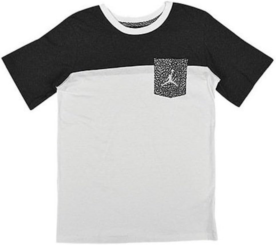 Jordan Fly Elephant Pocket Boys T-Shirt (Small, White/Black Heather)