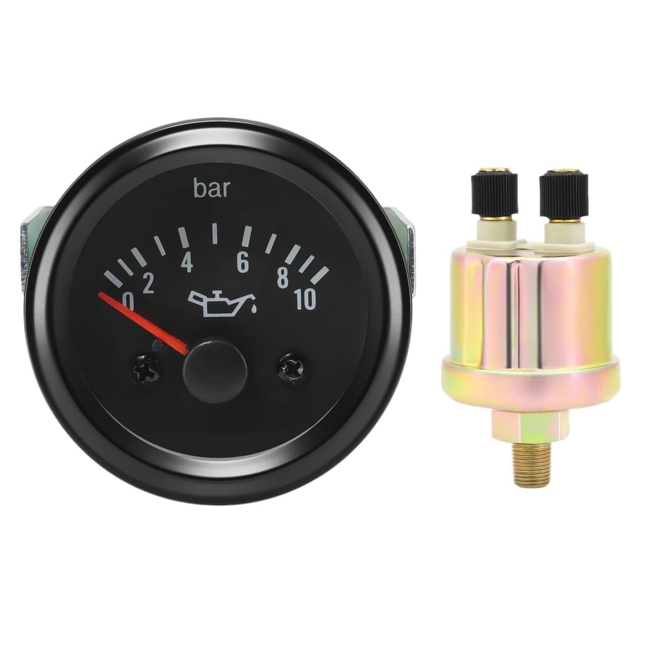 0~10 Bar 52mm Oil Pressure Gauge with Oil Press Meter Indicator Fit for Generator Car DC24V