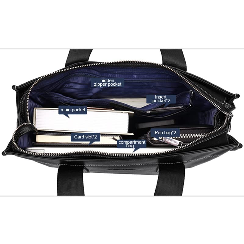 2022 New Genuine Leather Casual business affairs Men Handbag Man Briefcase Business Shoulder Black Classic Crossbody 14 Inch3