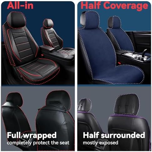 Car Full Seat Covers Fit for Nissan Rogue 2009-2026, Leather Breathable Waterproof Car Seat Cushion Accessories(5 Seats Full Set, Redline) - 4