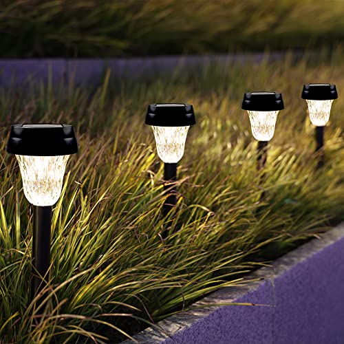 Lansgarine 12 Pack Solar Pathway Lights,Stainless Steel With Black Finish, Solar Lights Outdoor Waterproof, Landscape Path Lights For Yard, Path, Walkway, Driveway, Lawn,Patio And Garden（Warm White） #TOP1