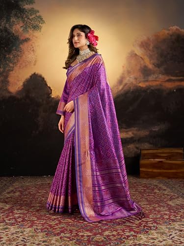 Image of SWORNOF Women's Kanjivaram Soft Silk Banarasi Sarees With Unstiched Blouse Piece