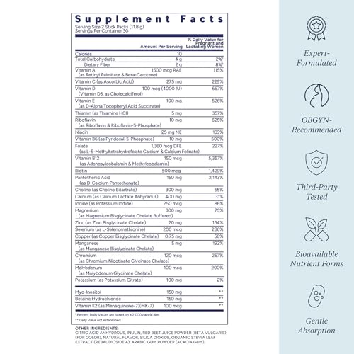 Image of FullWell Prenatal Multivitamin Strawberry Stick Packs, 60 Ct (30 Servings)