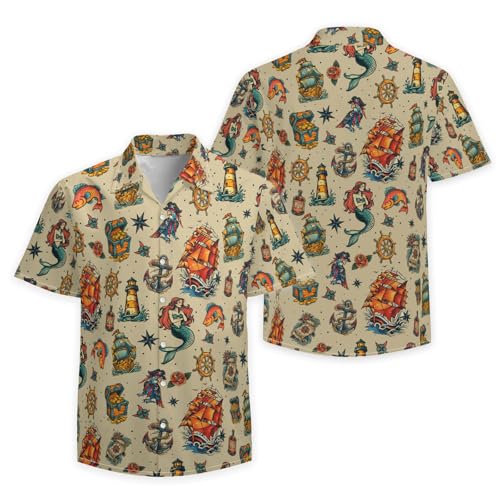 Funny Hawaiian Shirt for Men Vintage Print Short Sleeve Button Down Casual Summer Party Shirt4