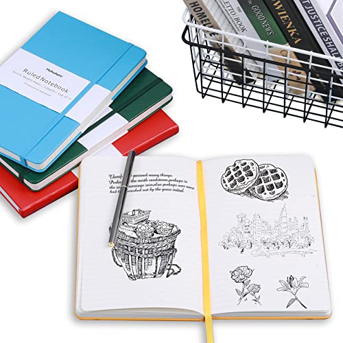 Huhuhero 2 Pack Notebook Journal, Classic Ruled Hard Cover, 120Gsm Premium Thick Paper With Fine Inner Pocket, Black Faux Leather For Journaling Writing Note Taking Diary And Planner, 5"×8.25" #TOP1