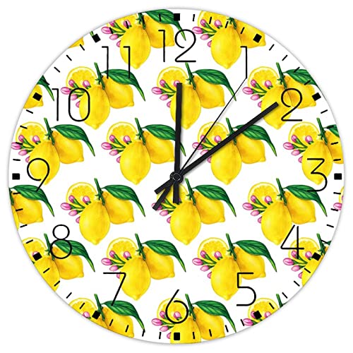 Horloge murale en bois de citron ronde de 38 cm pour decoration rustique - 2