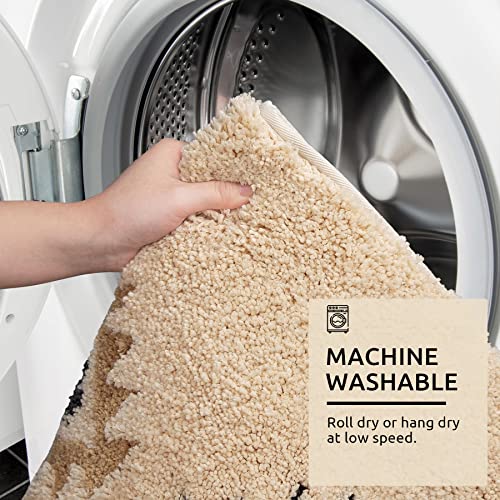 Dexde Boho Bathroom Rug Runner 24X60 Long Bath Mat For Bathroom Bedroom Hallway Kitchen Shower Luxury Soft Absorbent Large Geometric Carpet Runner Western Farmhouse Neutral Home Decor, Cream Beige #TOP7