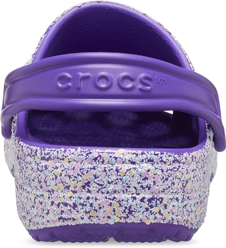 Image of Crocs Kids Classic Glitter Clogs, Neon Purple /Multi, 7 US Unisex Toddler, Neon Purple /Multi, 7 Toddler