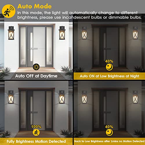Aoceley Motion Sensor Wall Sconces 2 Pack,Dusk To Dawn Outdoor Wall Sconces,Wall Lighting Outdoor,Wall Lantern For Front Porch, Waterproof Outdoor Wall Sconces，Outside Motion Sensor Lights Fixture #TOP3