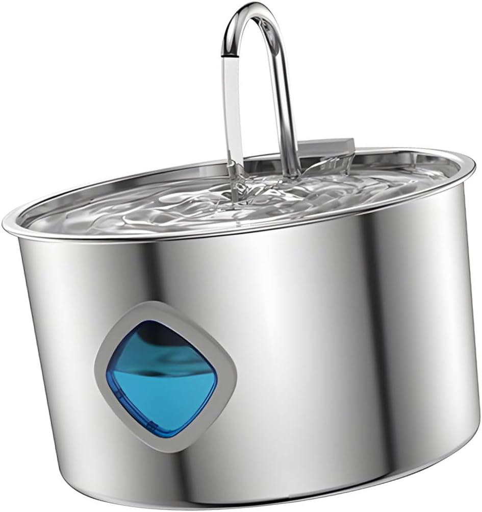 3.2L Capacity Stainless Steel Water Dispenser for Pets with 2 USB Powered Low Noise Encourages Hydrations Pet Fountain with Filter