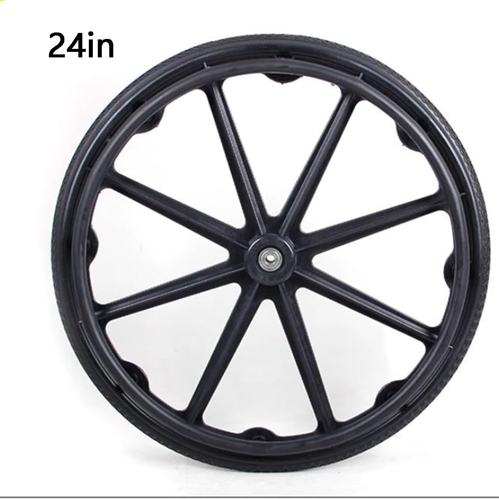 COKYIS Recambio De Rueda Trasera Para Sillas De Ruedas, Accesorios Para Rueda Trasera Para Sillas De Ruedas, 24 Pulgadas Repuesto De Rueda, Neumático Sólido Negro (Color : X2, Size : 24in)
