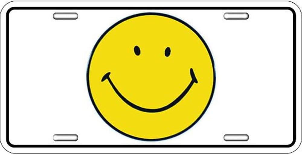 Parody License Plate - Smiley Face - 12” x 6” Decorative License Plate Wall Decor - Decoration Plate Man Cave + Garage - Made in The USA