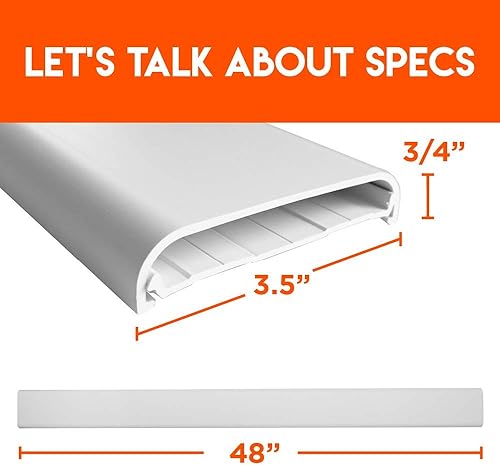 Miniatura 7 de ECHOGEAR Paquete de 2 protectores de cables para TV montado en la pared, 2 canaletas largas de 48 pulgadas que se pueden cortar a cualquier