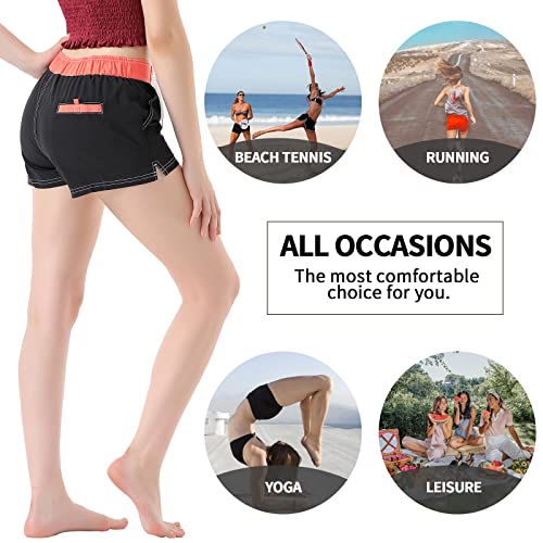 Image of Women Quick Dry Swimwear Trunks Sports Board Shorts with Soft Briefs Inner Lining