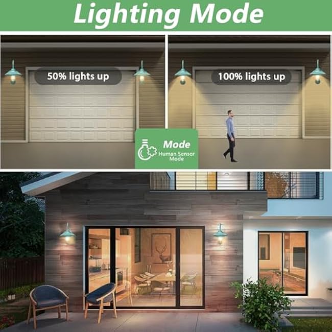 Solar Motion Sensor Lights Outdoor - Waterproof Wireless with Motion Sensor, Solar Barn Lights Outdoor Rustic Sconce Lights for Patio Yard Garage Chicken Coop & Shed Farmhouse£¨Mint Green£©