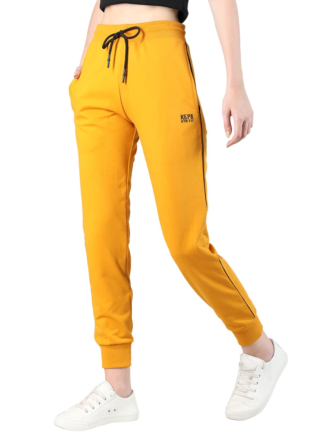 Kepa Joggers Pants for Women with Secure Pockets – Comfortable Stretchable Gym Pants, Lounge Lowers & Casual Wear Track Pants – S-XXL Mustard 2