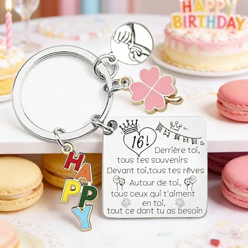 XWXWXW Cadeau Anniversaire Femme Porte Clef 16 Cadeau Fille 16 Ans Porte clef Cadeau mémorable pour 16 Ans Adolescente, Cadeau d'anniversaire inspirant pour Amie, sœur (16ans) – vue 8