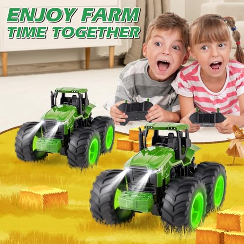 Remote Control Tractor Toys for Kids 3-5, Light Up Monster Trucks Toy for Boys 3,4,5,6,7 Year Old, Toddlers RC Farm Vehicle Toys for Ages 3-7 Years Old, Ideal Birthday Toys Gift for Boys Girls - Image 6