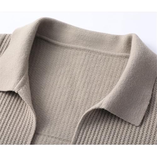 Men's Lapel Knitted Long Sleeve Coat, Autumn Button Up Cardigan Slim with Pockets,Business Casual Knitted Sweater3