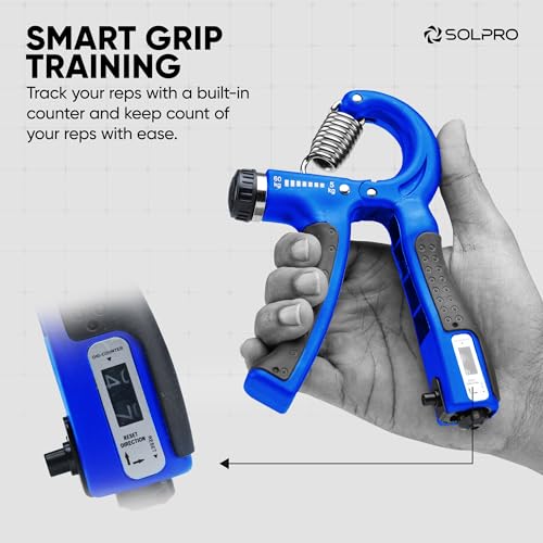 Image of Solpro Velgrip Adjustable Hand Grip Strengthener with Mechanical Counter for Men & Women | Adjustable 5 to 60 kg Resistance | Forearm, Wrist & Finger Strengthener | Home, Gym Workouts