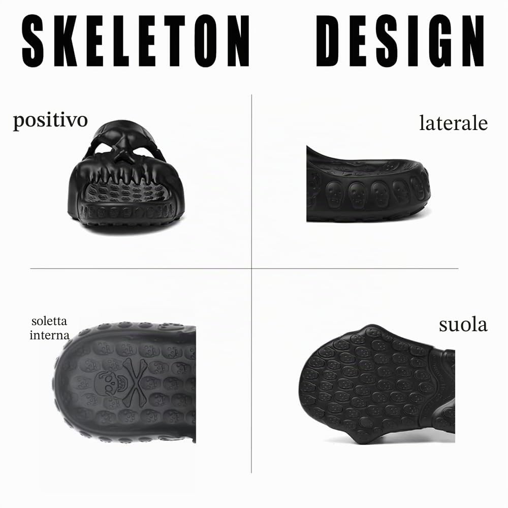 Asifn Skull Slides Pantofole Doccia per le Donne Uomini Sandali Casa EVA Spessore Soft Open Toe su Indoor Outdoor Beach Pool Sandali