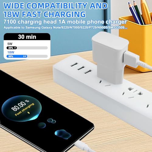 Chargeur USB avec Câble de Charge USB Type-C 1m USB C Chargeur Rapide pour Samsung Galaxy A50 A51 A72 A42 A14 A13 A15 A12 A10e A32 4G/5G、 S24 S23 S22 S21 S20 S8 S8+ S9+ S10 S10 Plus S10e、 Note 10 9 8 – Image 5