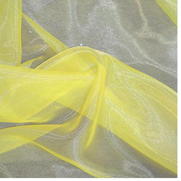 Image of MDS Pack of 5 Yard Sheer Organza Fabric for Wedding Party Home Event Banquet Decorations, Backdrop Curtain Craft Dress Sewing Fashion DIY Crystal Organza Tulle Fabric Bolt 44 inch Wide - Yellow